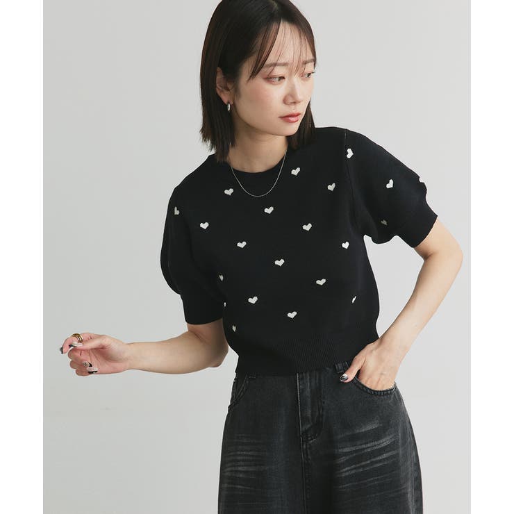 ハート総柄 パフスリーブニット | ad thie | 詳細画像30 