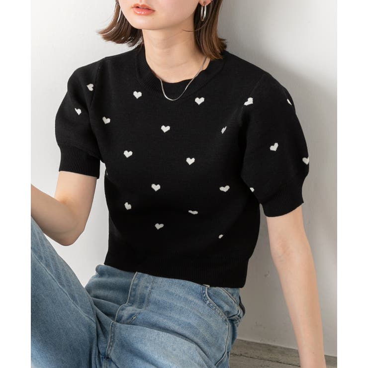ハート総柄 パフスリーブニット | ad thie | 詳細画像33 
