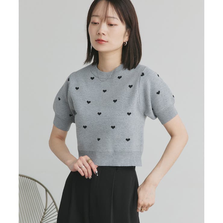 ハート総柄 パフスリーブニット | ad thie | 詳細画像6 