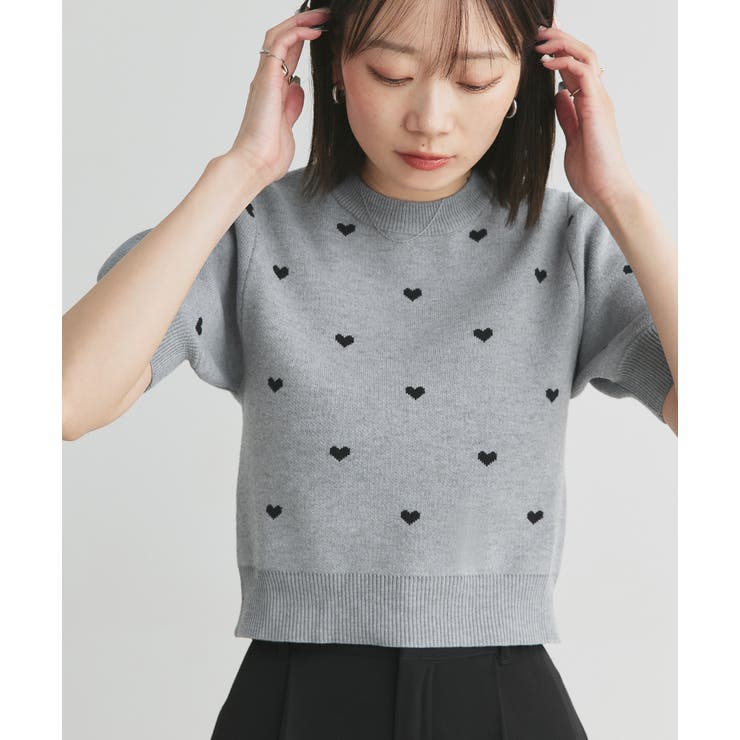 ハート総柄 パフスリーブニット | ad thie | 詳細画像8 