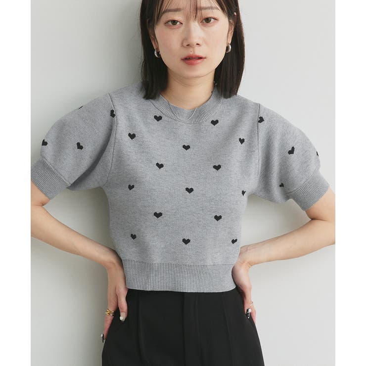 ハート総柄 パフスリーブニット | ad thie | 詳細画像9 