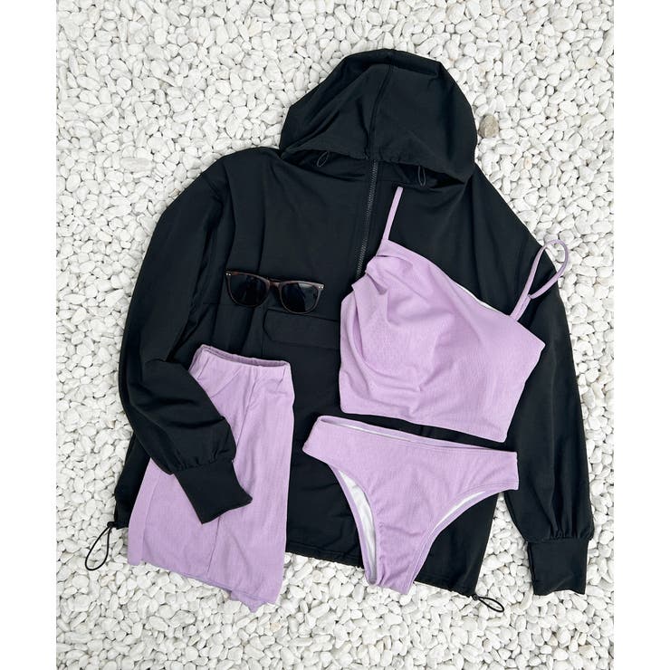 リブ素材スイムウェア3点SET アシンメトリーギャザーデザイン | ad thie | 詳細画像61 