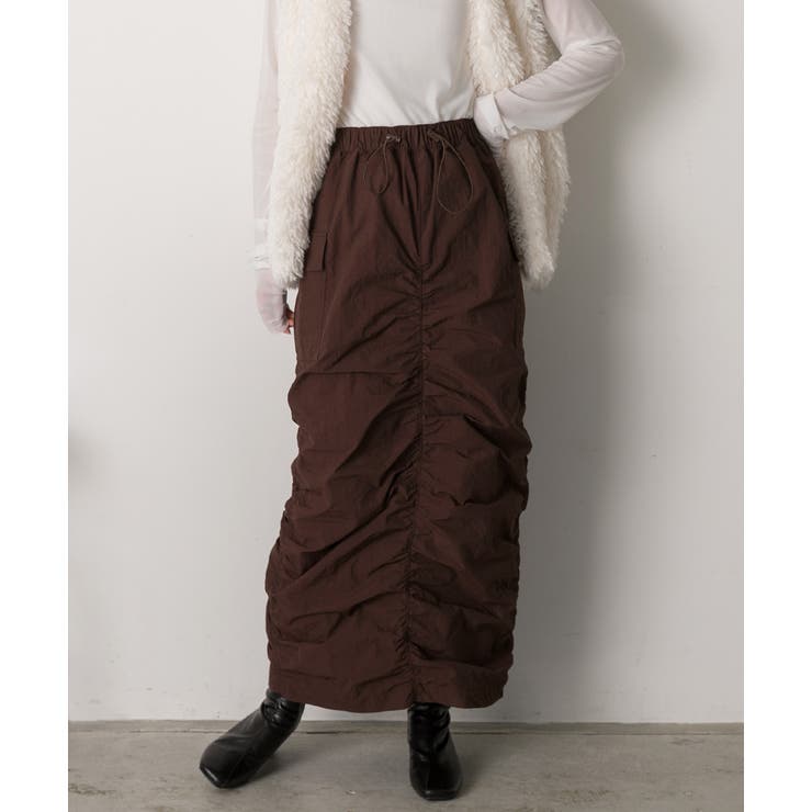 Iライン・ナイロン ギャザーデザインスカート | ad thie | 詳細画像11 