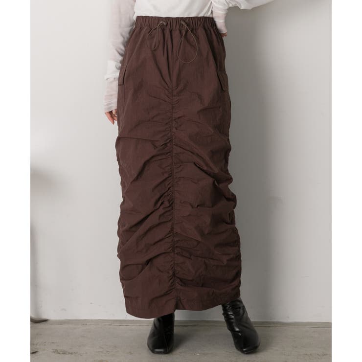 Iライン・ナイロン ギャザーデザインスカート | ad thie | 詳細画像13 