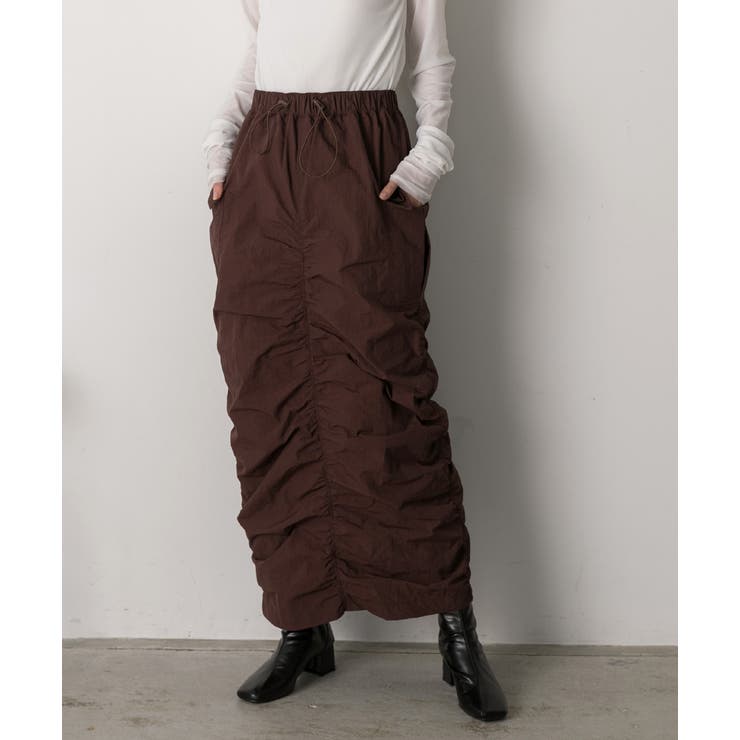 Iライン・ナイロン ギャザーデザインスカート | ad thie | 詳細画像15 