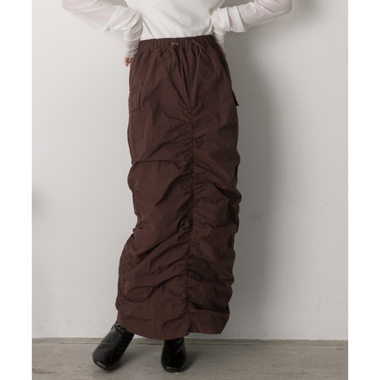 Iライン・ナイロン ギャザーデザインスカート | ad thie | 詳細画像16 