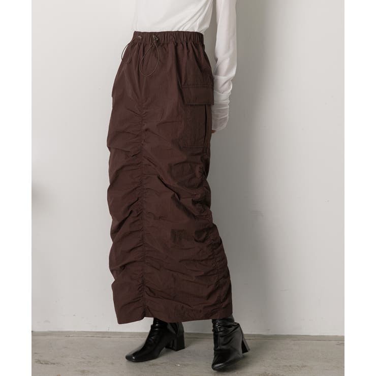 Iライン・ナイロン ギャザーデザインスカート | ad thie | 詳細画像17 