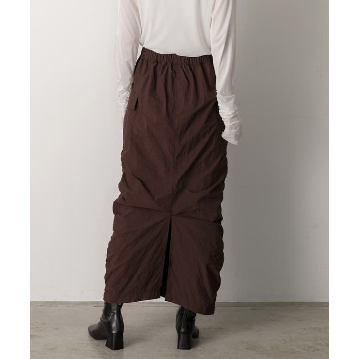 Iライン・ナイロン ギャザーデザインスカート | ad thie | 詳細画像18 