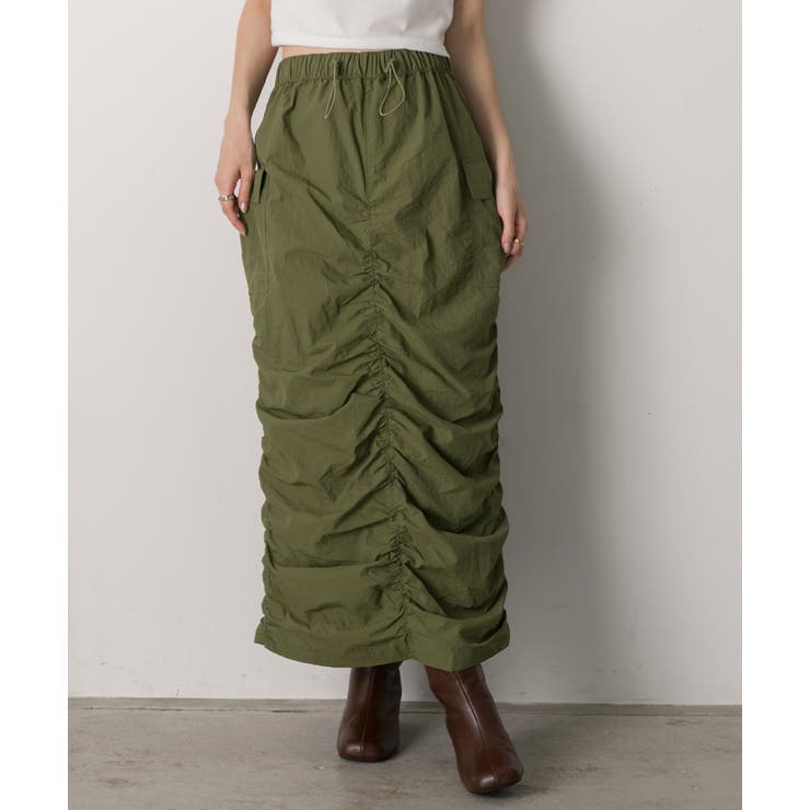 Iライン・ナイロン ギャザーデザインスカート | ad thie | 詳細画像27 