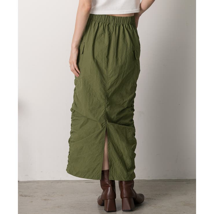 Iライン・ナイロン ギャザーデザインスカート | ad thie | 詳細画像30 