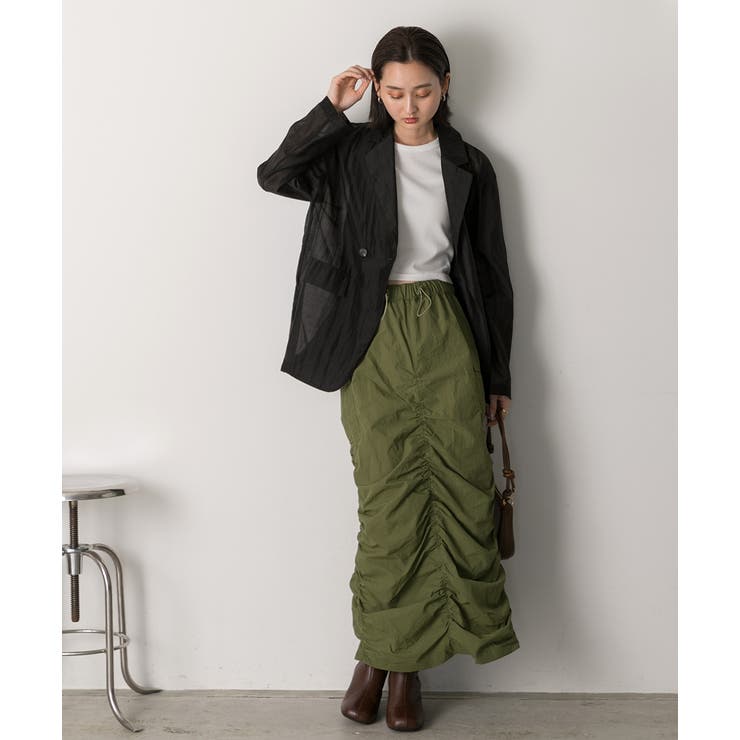 Iライン・ナイロン ギャザーデザインスカート | ad thie | 詳細画像31 