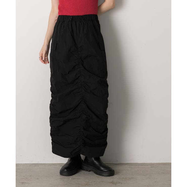 Iライン・ナイロン ギャザーデザインスカート | ad thie | 詳細画像34 