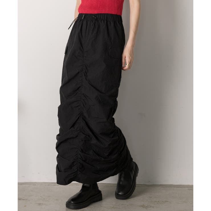 Iライン・ナイロン ギャザーデザインスカート | ad thie | 詳細画像35 