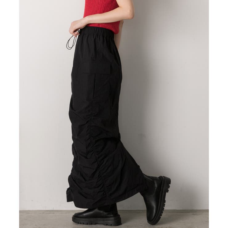 Iライン・ナイロン ギャザーデザインスカート | ad thie | 詳細画像36 