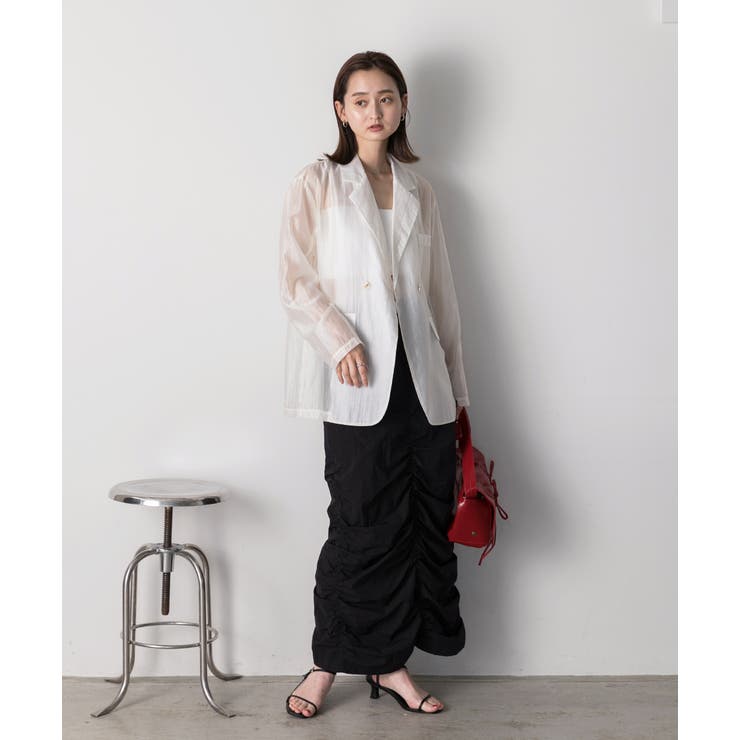 Iライン・ナイロン ギャザーデザインスカート | ad thie | 詳細画像40 