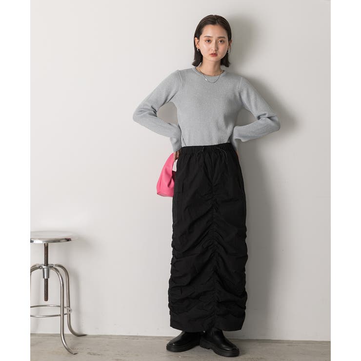 Iライン・ナイロン ギャザーデザインスカート | ad thie | 詳細画像42 