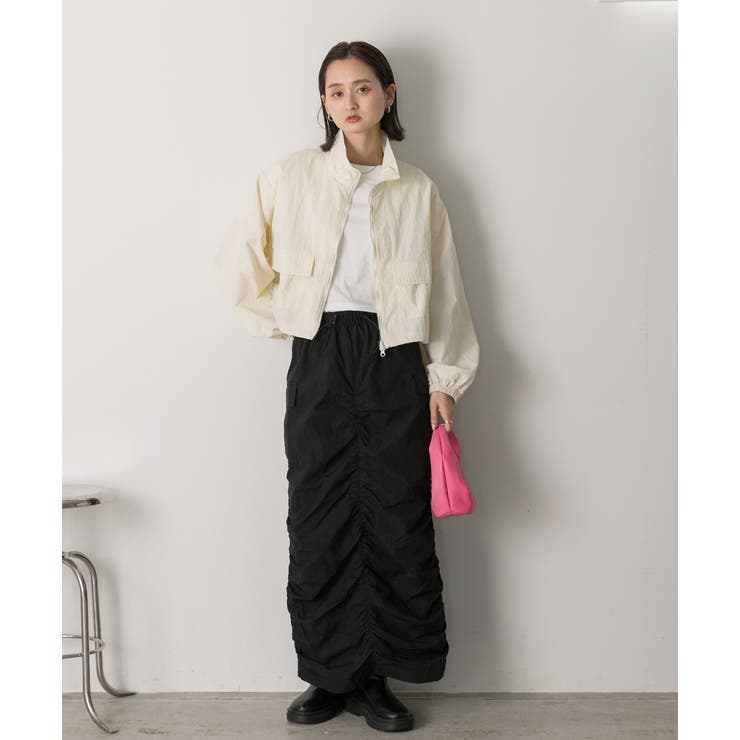 Iライン・ナイロン ギャザーデザインスカート | ad thie | 詳細画像43 