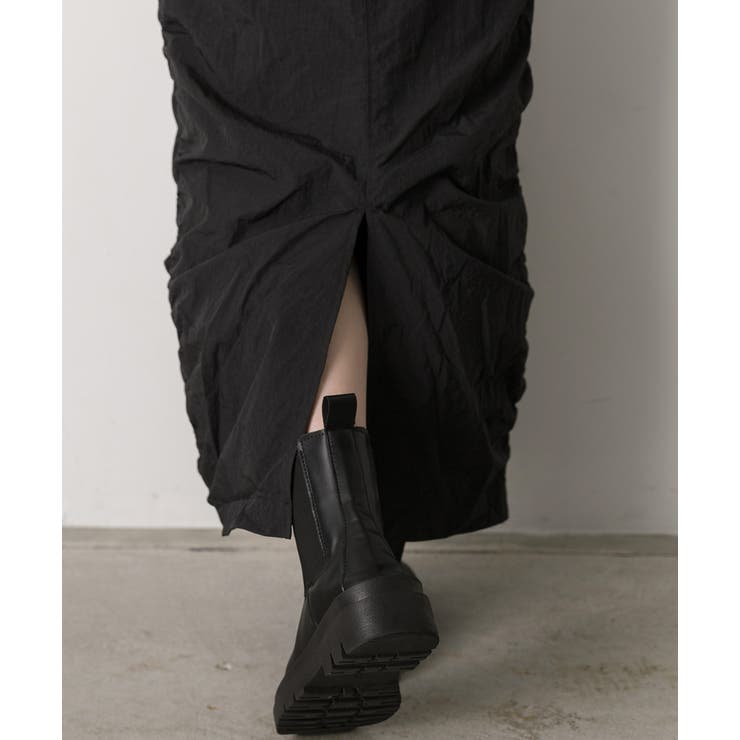 Iライン・ナイロン ギャザーデザインスカート | ad thie | 詳細画像52 