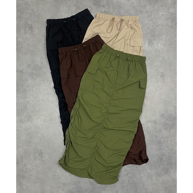 Iライン・ナイロン ギャザーデザインスカート | ad thie | 詳細画像53 