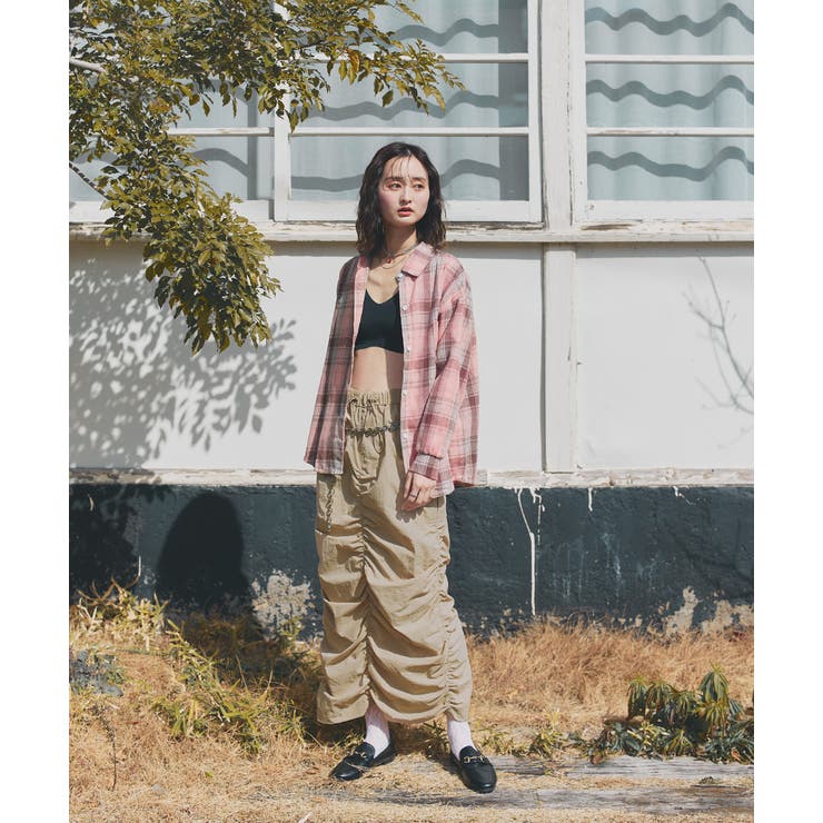 Iライン・ナイロン ギャザーデザインスカート | ad thie | 詳細画像9 