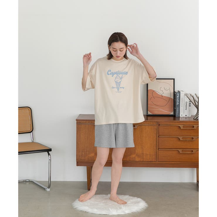 アイスクリームプリント スムースショートパンツルームウェア | ad thie | 詳細画像21 