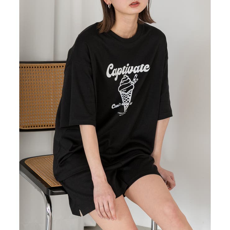 ブラック×ブラック | アイスクリームプリント スムースショートパンツルームウェア | ad thie