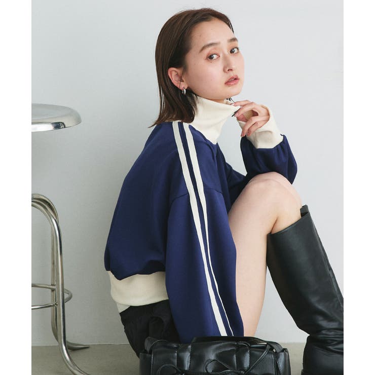 ネイビー | ショート丈 トラックジャケット | ad thie