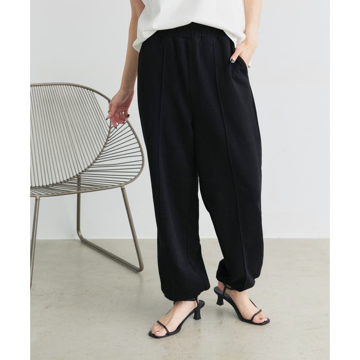 ブラック | ピンタック スエットジョガーパンツ | ad thie