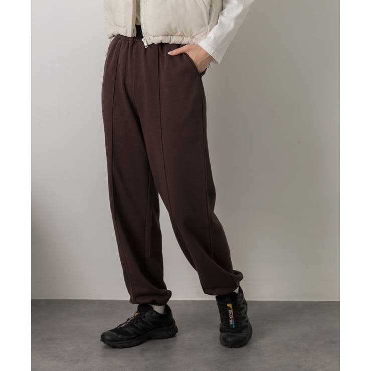ブラウン | ピンタック スエットジョガーパンツ | ad thie