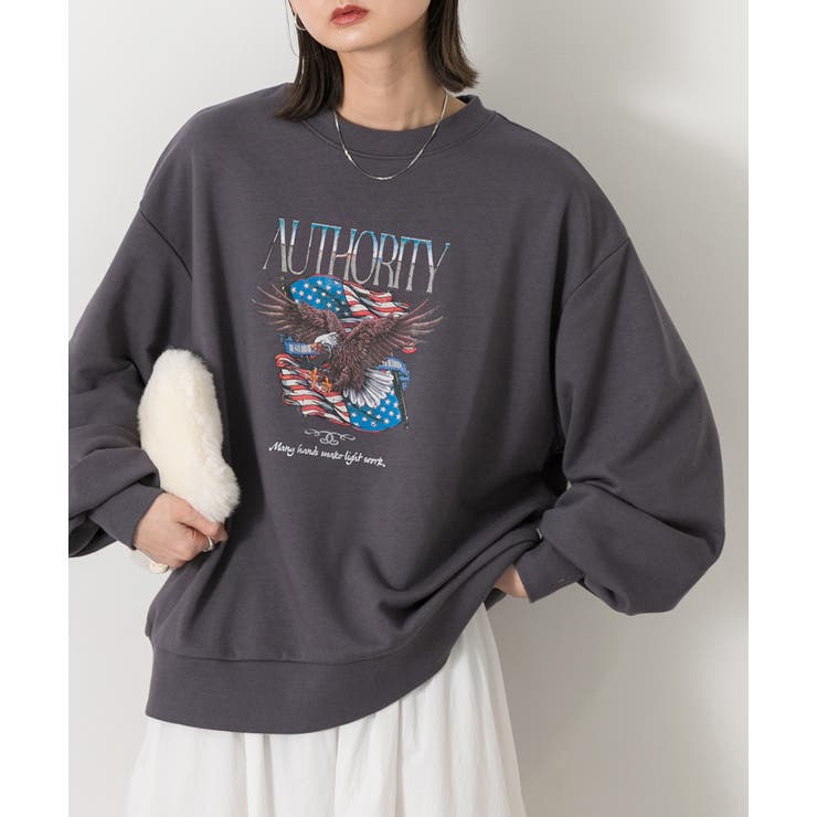 チャコール | ヴィンテージ柄 ビッグプルオーバー | ad thie