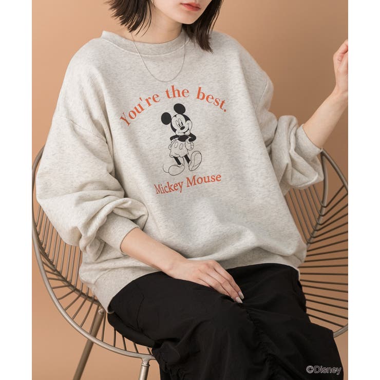 オートミール | ≪Mickey Mouse≫ 裏毛ビッグプルオーバー | ad thie