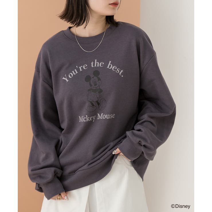 チャコール | ≪Mickey Mouse≫ 裏毛ビッグプルオーバー | ad thie