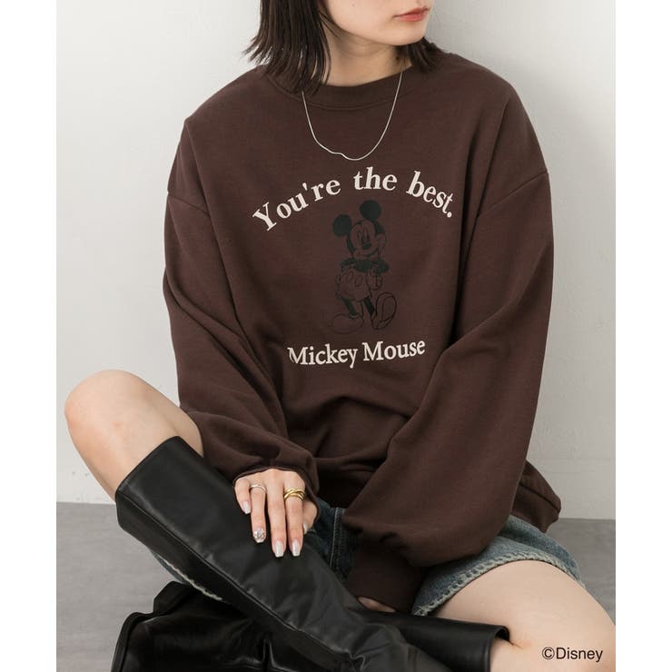 ブラウン | ≪Mickey Mouse≫ 裏毛ビッグプルオーバー | ad thie