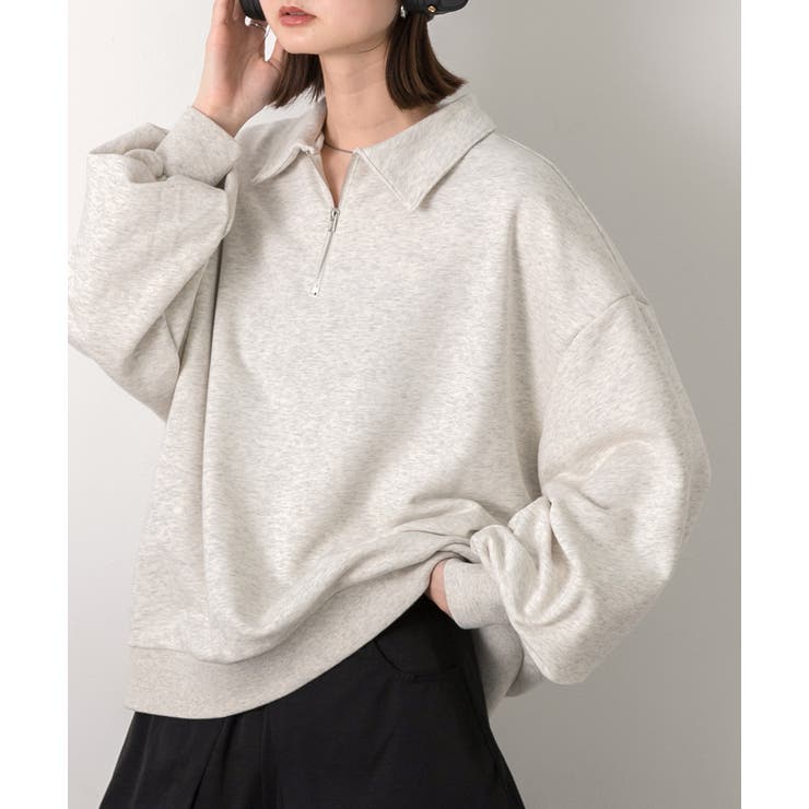 オートミール | 襟付き・ハーフジップ プルオーバー | ad thie