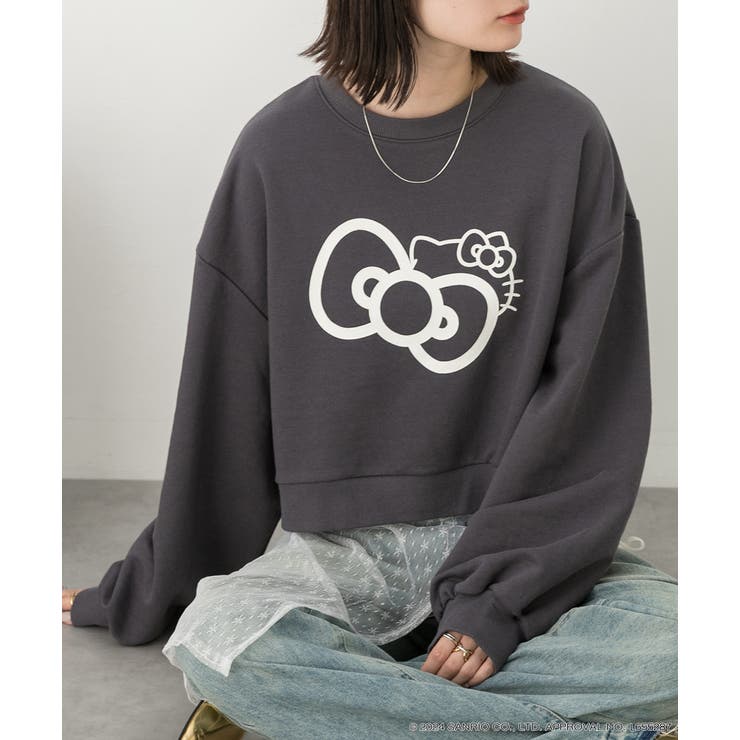 チャコール | ≪HELLO KITTY≫ リボンデザインショートプルオーバー | ad thie