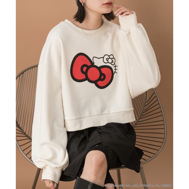 アイボリー | ≪HELLO KITTY≫ リボンデザインショートプルオーバー | ad thie