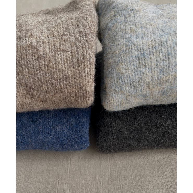 ハイネック・袖ドロスト ブークレショート丈ニット | ad thie | 詳細画像42 