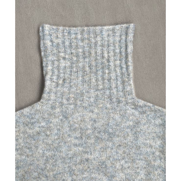 ハイネック・袖ドロスト ブークレショート丈ニット | ad thie | 詳細画像43 