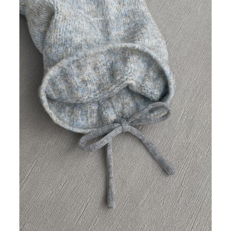 ハイネック・袖ドロスト ブークレショート丈ニット | ad thie | 詳細画像45 