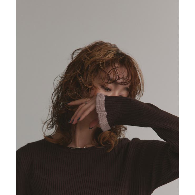 配色フレアスリーブリブニット | ad thie | 詳細画像13 