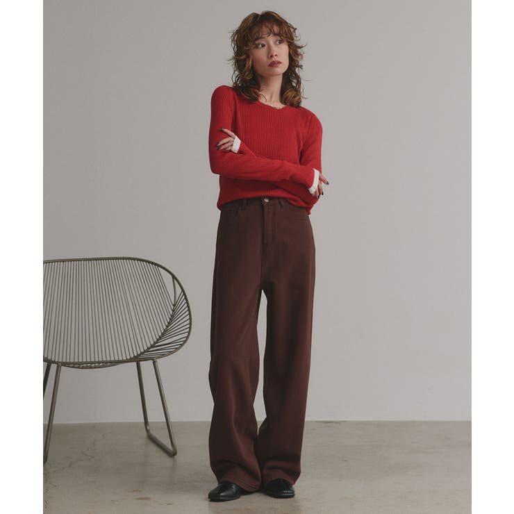 配色フレアスリーブリブニット | ad thie | 詳細画像17 