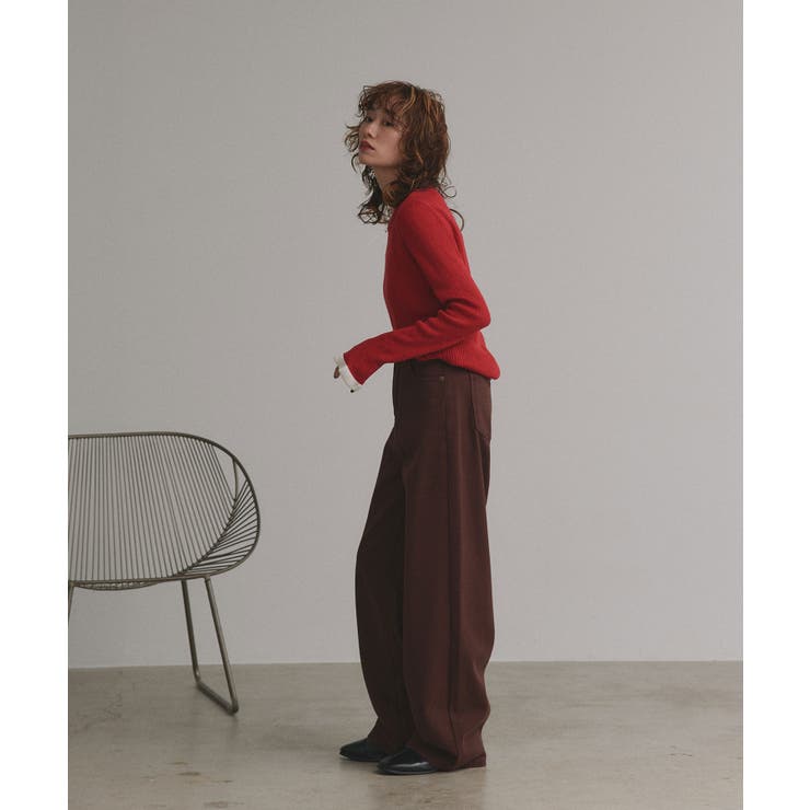 配色フレアスリーブリブニット | ad thie | 詳細画像18 