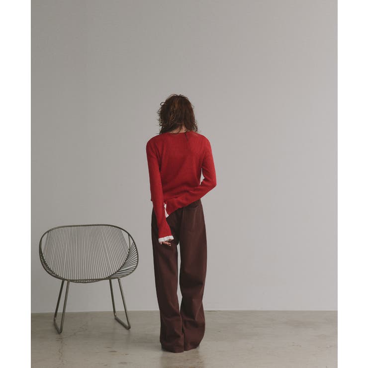 配色フレアスリーブリブニット | ad thie | 詳細画像19 