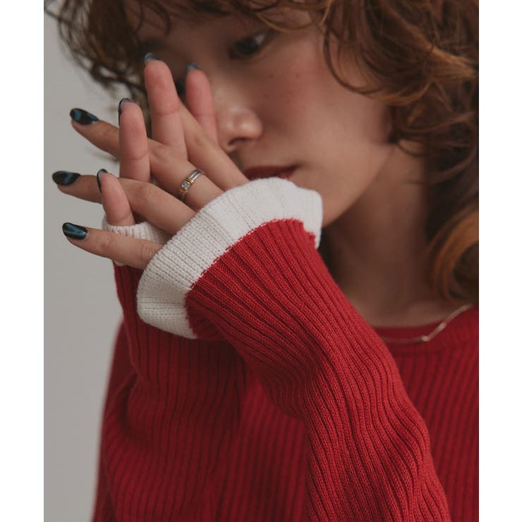 配色フレアスリーブリブニット | ad thie | 詳細画像23 