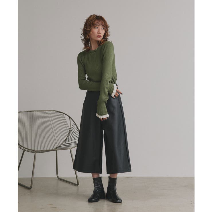 配色フレアスリーブリブニット | ad thie | 詳細画像25 