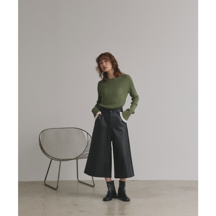 配色フレアスリーブリブニット | ad thie | 詳細画像26 