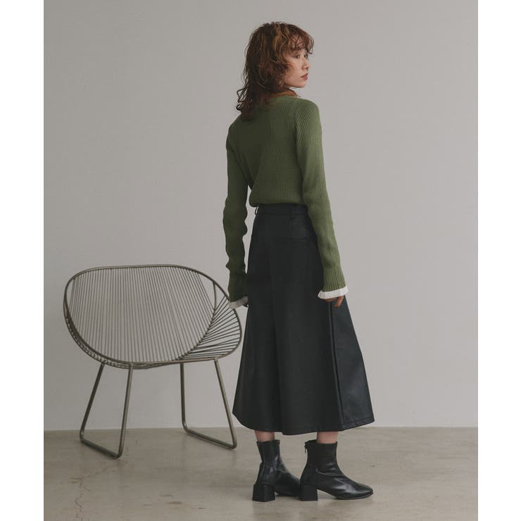 配色フレアスリーブリブニット | ad thie | 詳細画像27 