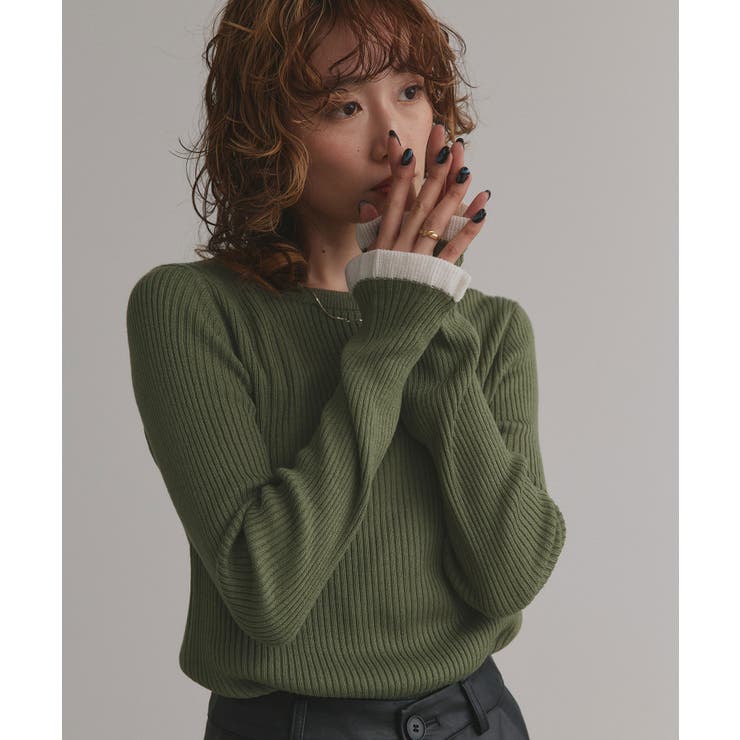 配色フレアスリーブリブニット | ad thie | 詳細画像28 