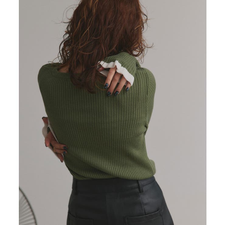 配色フレアスリーブリブニット | ad thie | 詳細画像29 