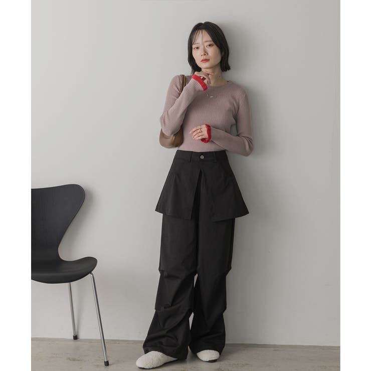 配色フレアスリーブリブニット | ad thie | 詳細画像35 